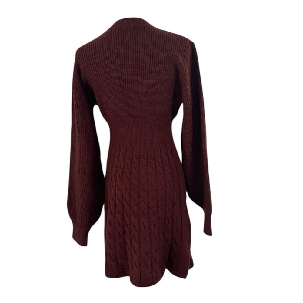 Cupshe Morning Brew Brown Mini Sweater Dress, Size Large, NWT - Picture 5 of 11